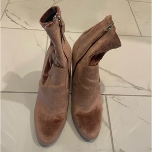 Pink Champagne Velvet Sock Booties